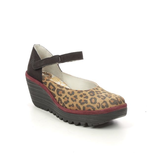 Fly London Yawo  Yellow Leopard print Womens Wedge Shoes P501345-001