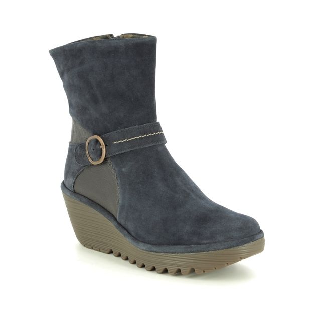 Fly London Yome P501083-004 Navy Suede Wedge boots