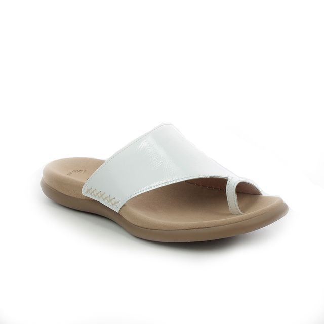 Gabor Lanzarote White patent Womens Toe Post Sandals 43.700.29