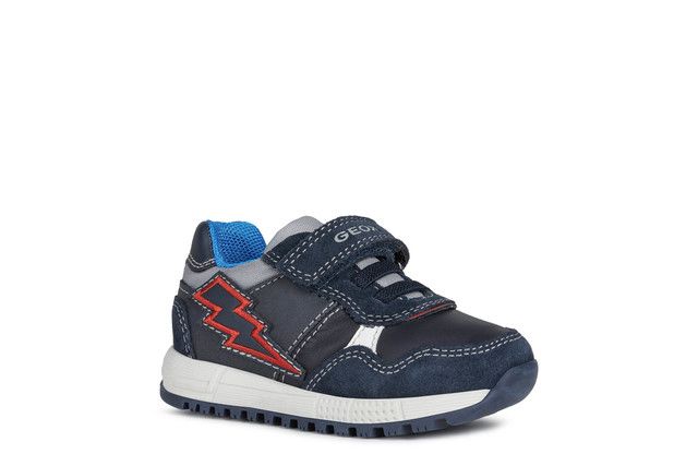 Geox Alben B Inf Navy leather Kids Toddler Boys Trainers B163CB-C4075