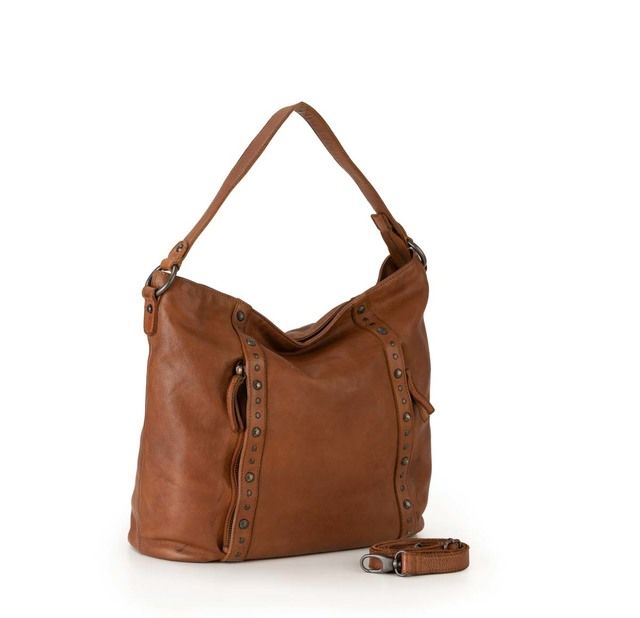 Gianni Conti Studs Slouchy Tan Leather Womens handbag 4203490-25