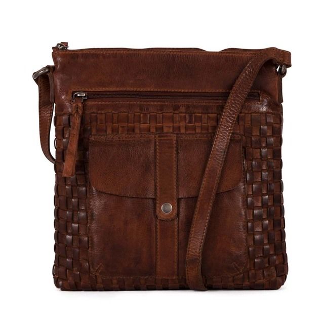 Gianni Conti Weave Crossbody Tan Leather Womens handbag 4606356-25