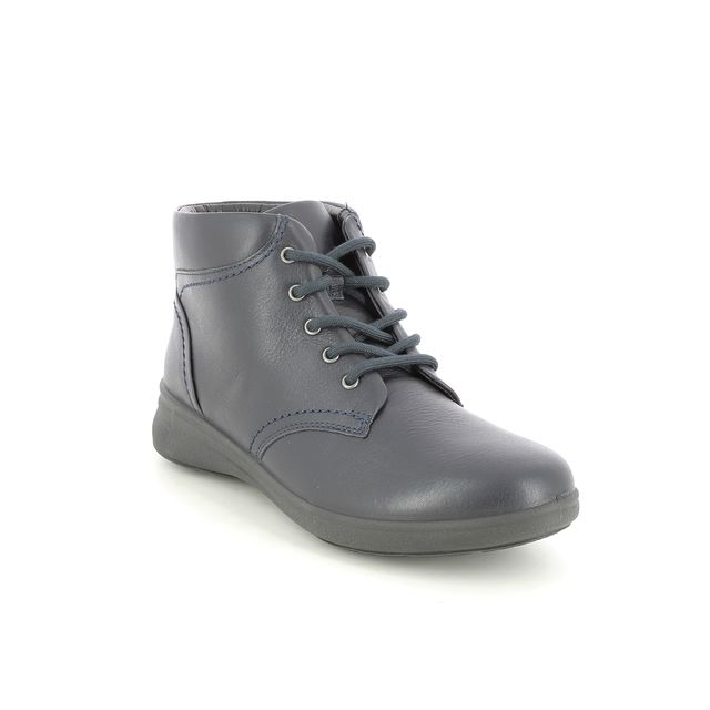 Hotter Lace Up Boots - Navy leather - 9927/71 ELLERY 2 STANDARD