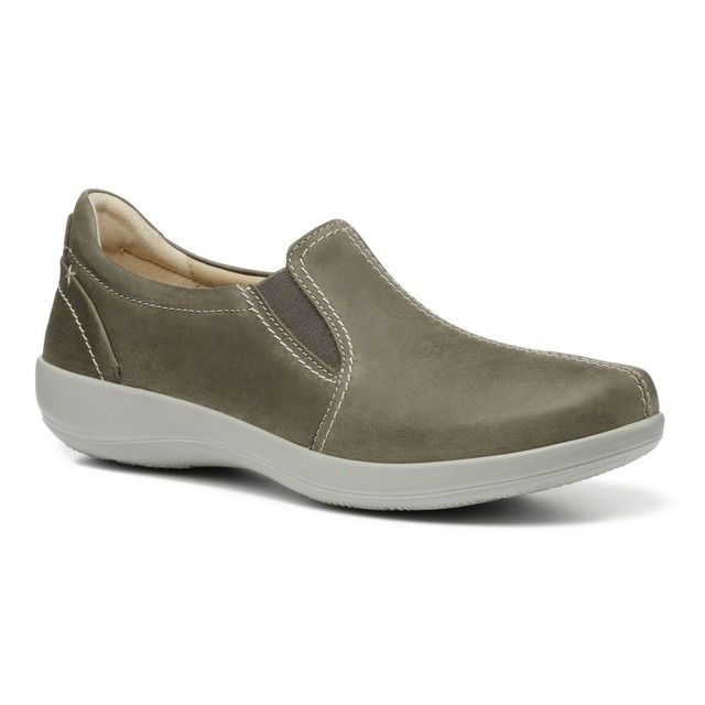 Hotter Embrace Standard Khaki Womens Comfort Slip On Shoes 9902-81