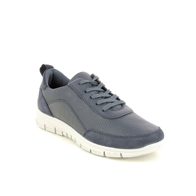 Hotter Lacing Shoes - Navy leather - 9910/71 GRAVITY 2 STANDARD