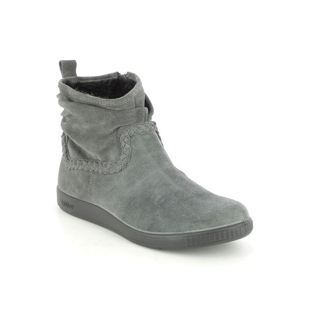 Hotter Pixie 2 Wide F Grey Suede Womens Ankle Boots 9928-03