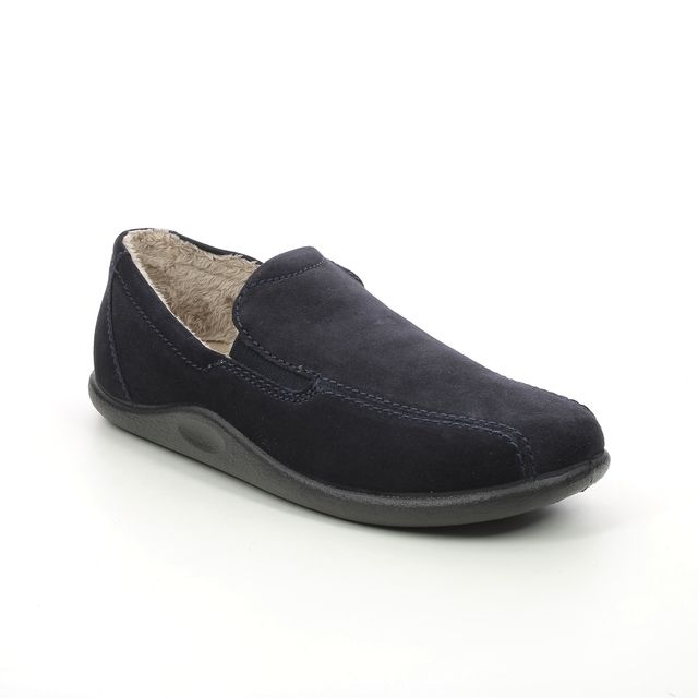 Hotter Relax Navy suede Mens slippers 3413-73