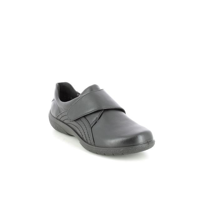 Hotter Comfort Slip On Shoes - Black leather - 9511/30 SUGAR  2 WIDE