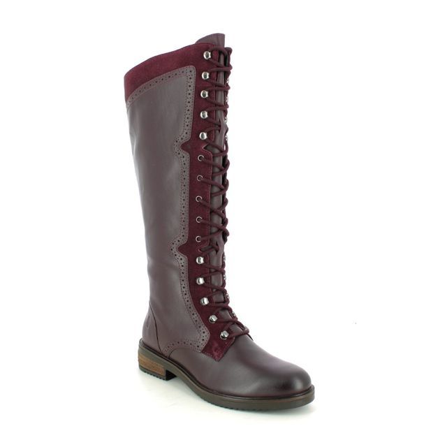 Hush Puppies Knee-high Boots - Burgundy Leather - 1234561 RUDY BOOT LACE