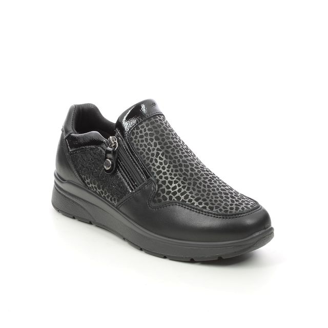 IMAC Alfalep Zip Black Patent Leather Womens Comfort Slip On Shoes 6940-1400011