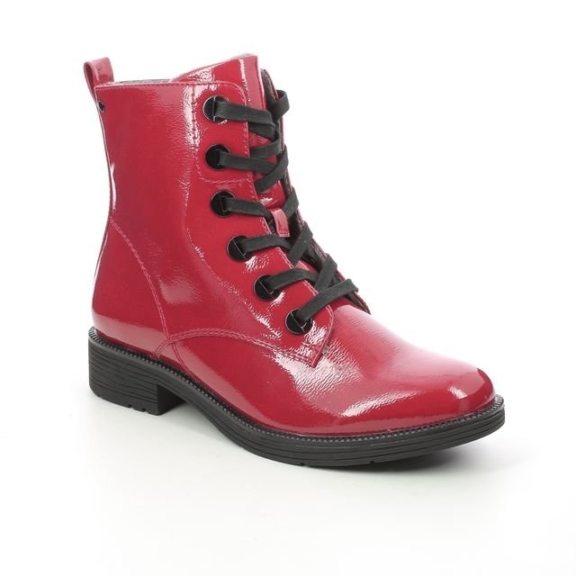 Jana Sunalkirk Wide Red patent Womens Lace Up Boots 25264-27-505