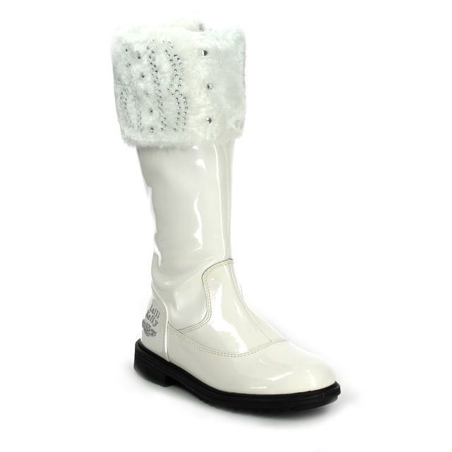 Lelli Kelly Valerie High White patent Kids Girls boots LK3644-DA01