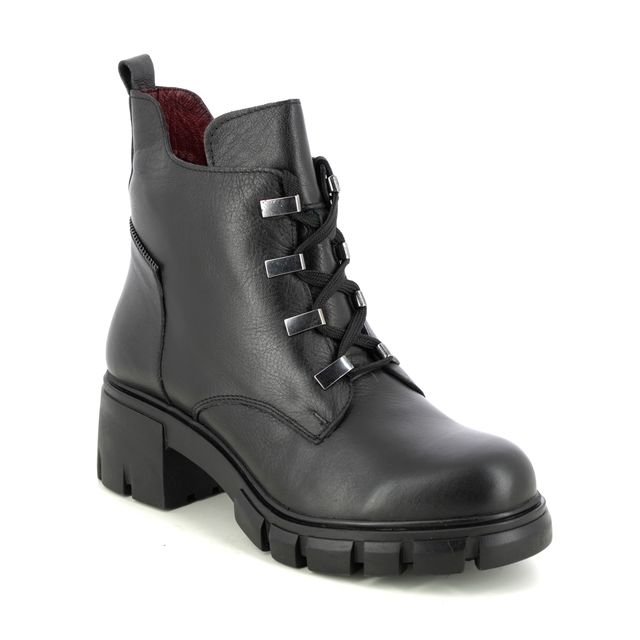 Lotus Lacie Lace Black leather Womens Lace Up Boots