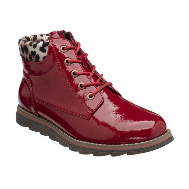Lotus Naomi Sycamore Red patent Womens Lace Up Boots