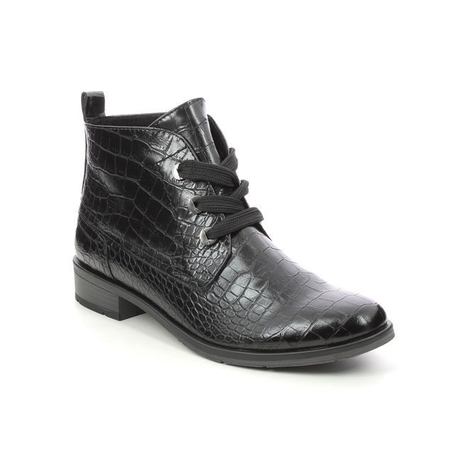 Marco Tozzi Rapallace 05 Black croc Womens Lace Up Boots 25120-27-006