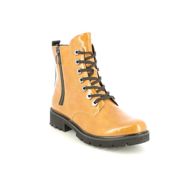 Remonte Lace Up Boots - Yellow Patent - D8671-68 DOCLANDER