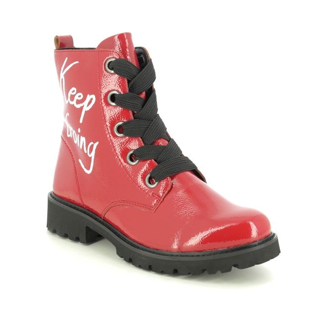 Remonte Lace Up Boots - Red patent - D8675-35 DOCRIGHT