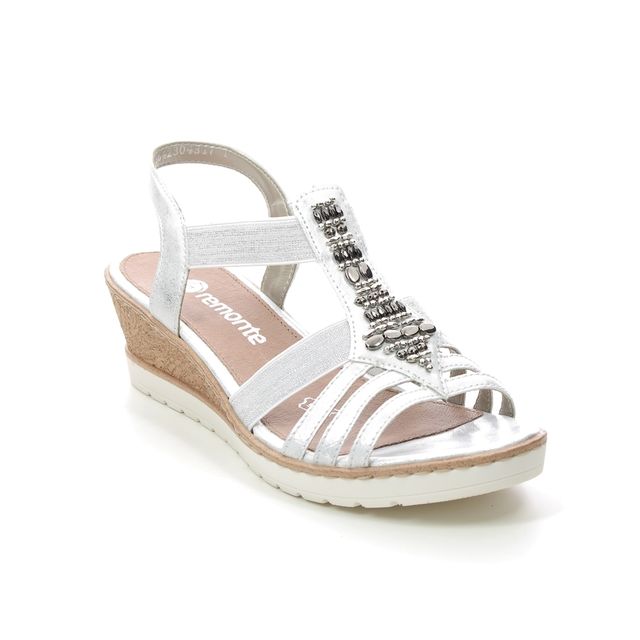 Remonte R6262-90 Hyfawn White Silver Womens Wedge Sandals