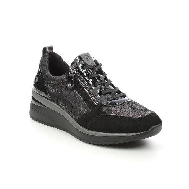 Remonte Lacing Shoes - Black suede - D2401-02 REA    ZIP