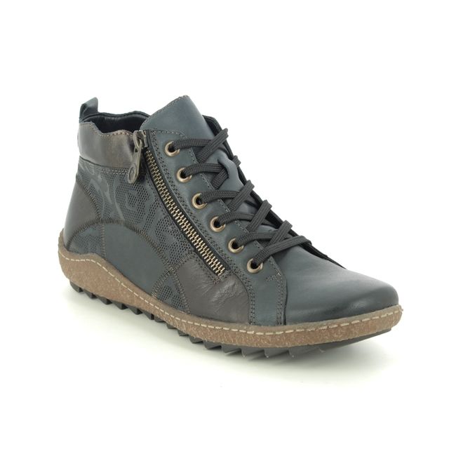 Remonte Lace Up Boots - Navy - R4790-14 ZIGPATCH