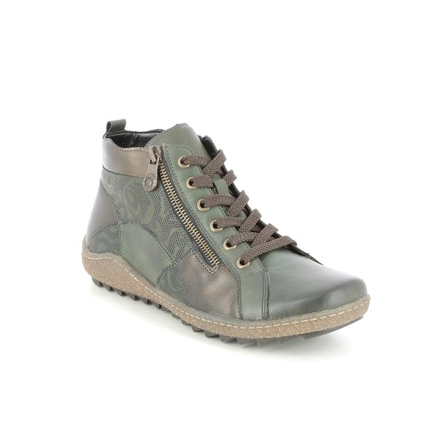 Remonte R4790-54 Zigseipatch Green Womens Lace Up Boots