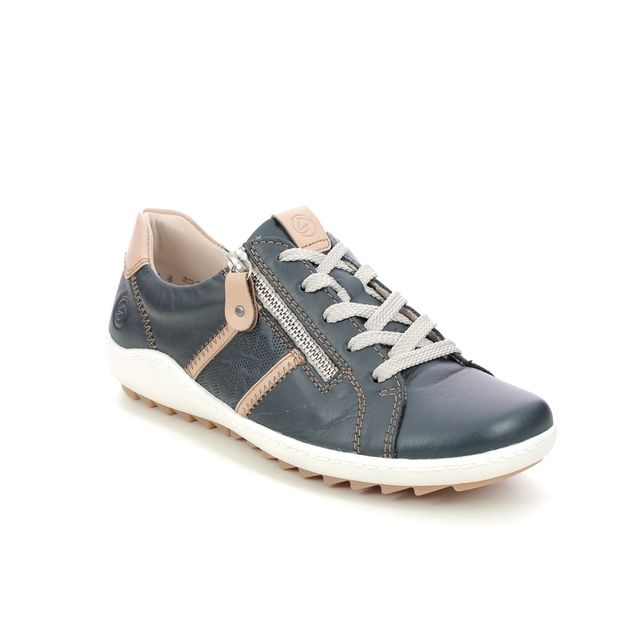 Remonte Lacing Shoes - Navy Tan - R1426-14 ZIGZIP 1