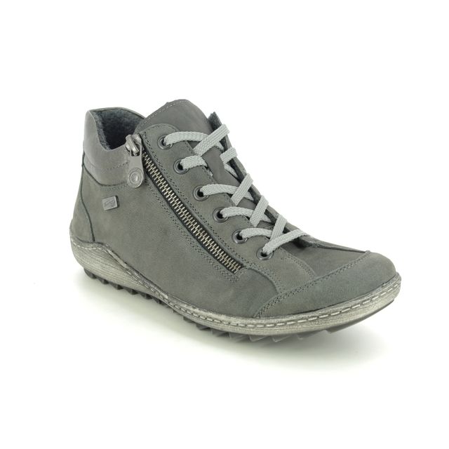 Remonte R1483-45 Zigzip 85 Tex Grey leather Womens Lace Up Boots