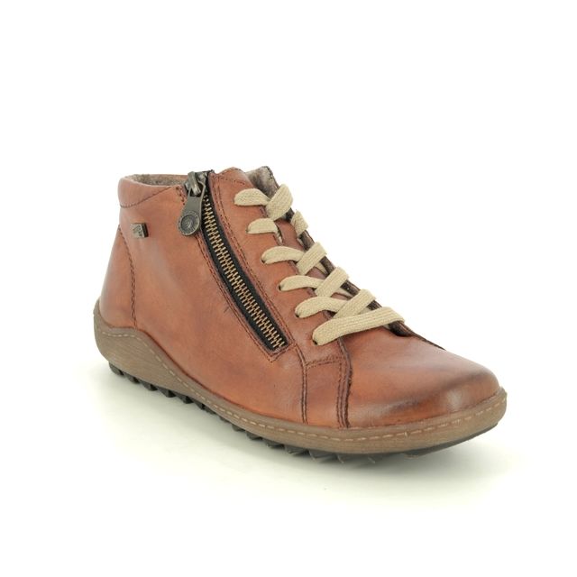 Remonte Zigzip Tex R1470-20 Tan Leather Lace Up Boots