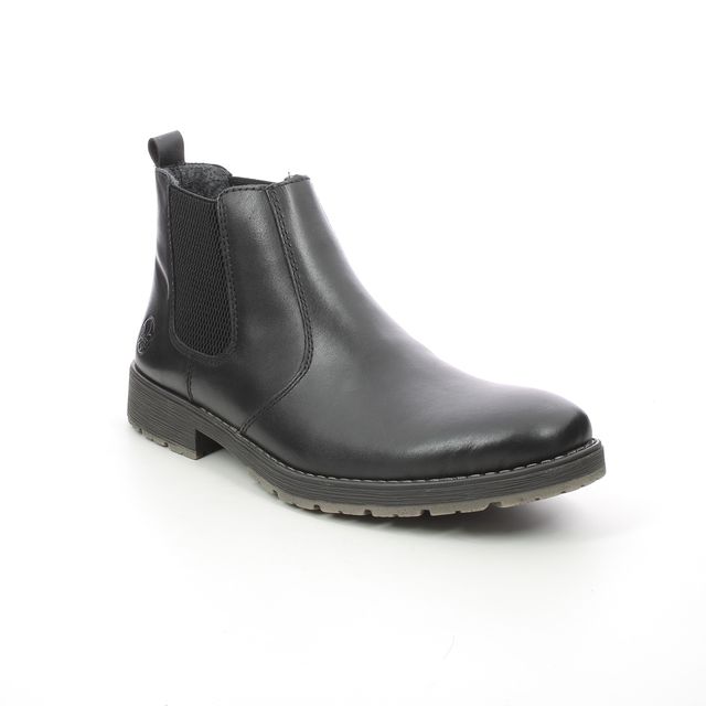 Rieker 33354-00 Black leather Mens Chelsea Boots