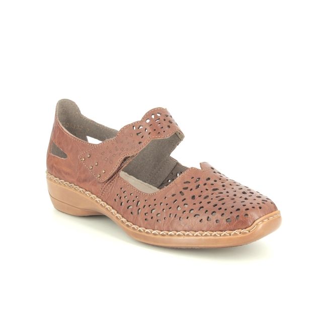 Rieker 41397-22 Tan Leather Womens Mary Jane Shoes