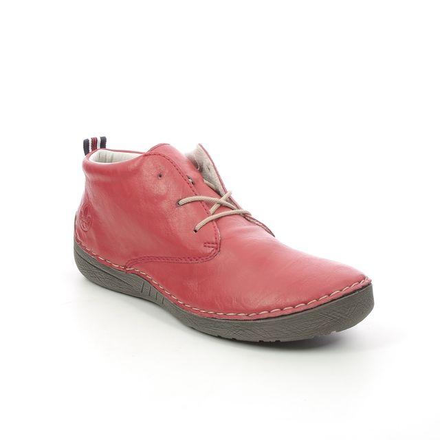 Rieker Lace Up Boots - Red - 52522-33 FUNTOPIC