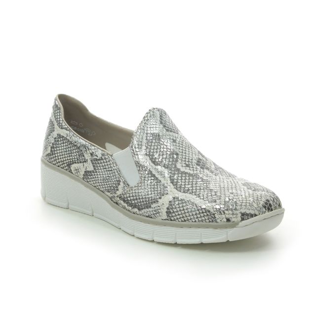 Rieker 53766-40 Grey Snake Comfort Slip On Shoes