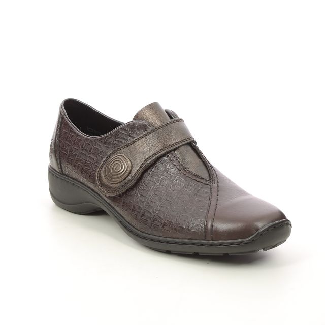 Rieker Comfort Slip On Shoes - Brown croc - 58370-25 DORVELC