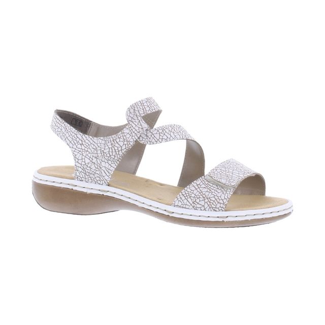 Rieker 659C7-81 Off White Leather Womens Comfortable Sandals