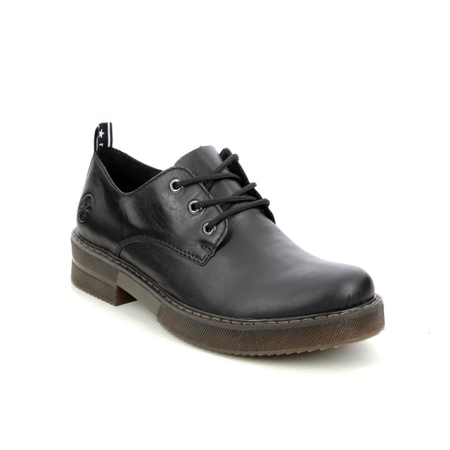 Rieker 72000-00 Black leather Womens lacing shoes