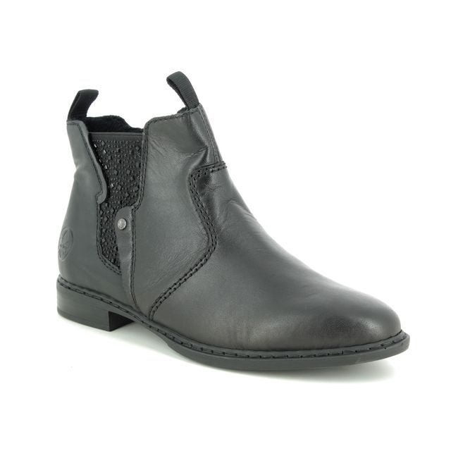 Rieker 72460-00 Black leather Womens Chelsea Boots