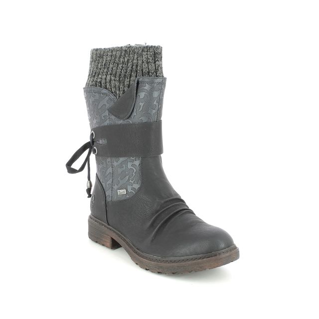 Rieker 94783-00 Black Womens Mid Calf Boots