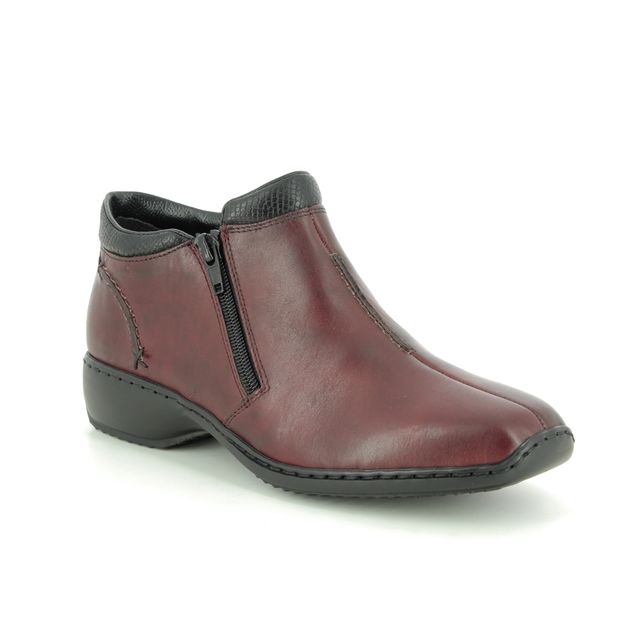 Rieker L3882-35 Wine leather Ankle Boots
