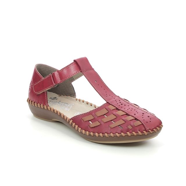 Rieker M1658-33 Red Tan Womens Closed Toe Sandals