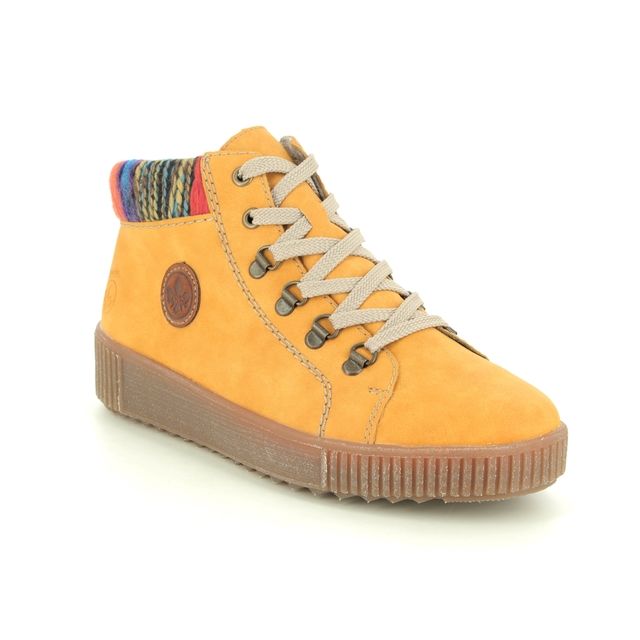 Rieker Lace Up Boots - Yellow - M6411-69 DURLOLACE