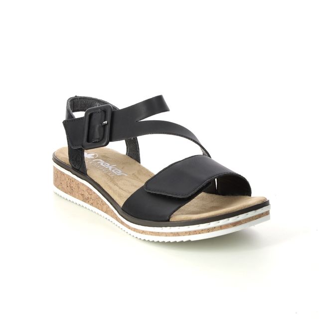 Rieker Flat Sandals - Black - V3660-02 VITAFIT