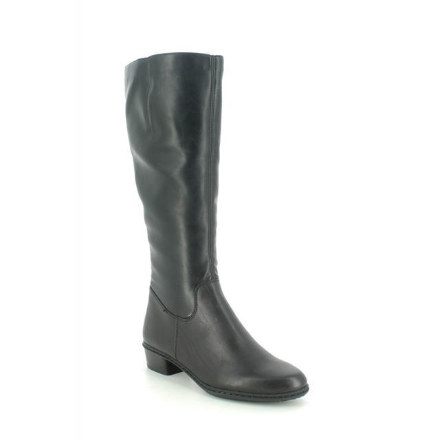 Rieker Y0796-00 Black leather Womens knee-high boots