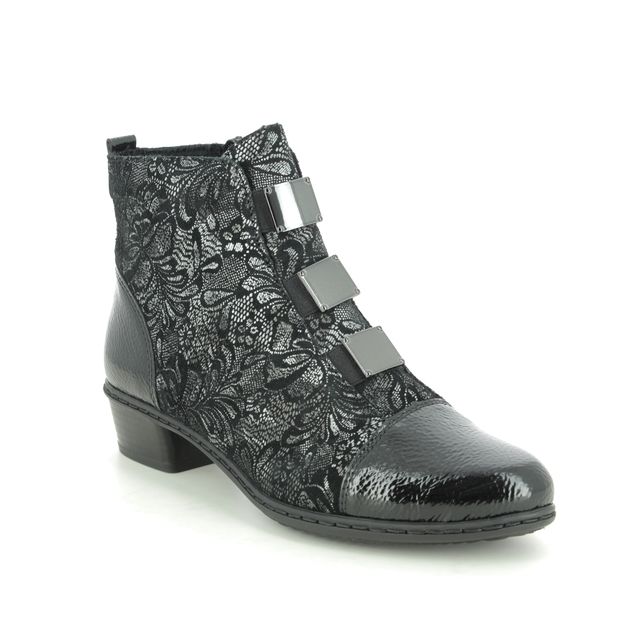 Rieker Y07C9-00 Black floral Ankle Boots