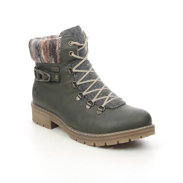 Rieker Y9131-54 Green Womens Lace Up Boots