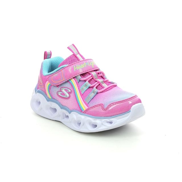Skechers Heart Lights In Pink Kids girls trainers 302308N