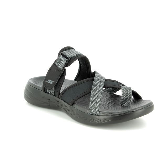 Skechers On The Go Glow Black grey Womens Toe Post Sandals 15308