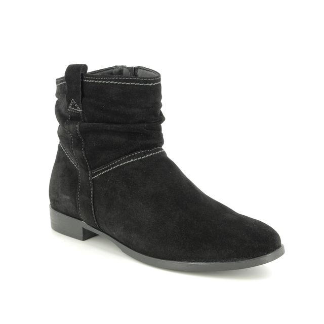 Tamaris Lia Black Suede Womens Ankle Boots 25050-23-001