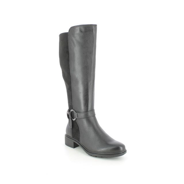 Tamaris Knee-high Boots - Black leather - 25550/27/001 MARLI WIDE LEG
