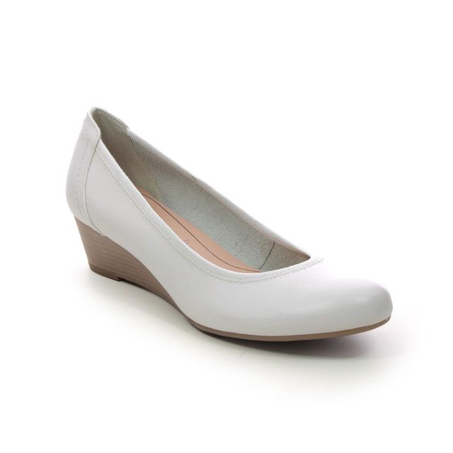 Tamaris Wedge Heels - White Leather - 22320/20/100 QUIVER