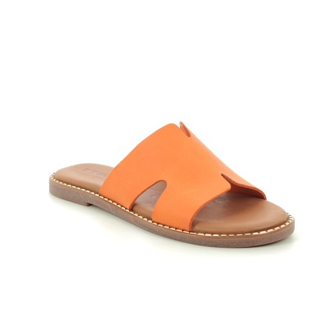 Tamaris Toffy 27135-24-606 Orange Leather Slide Sandals